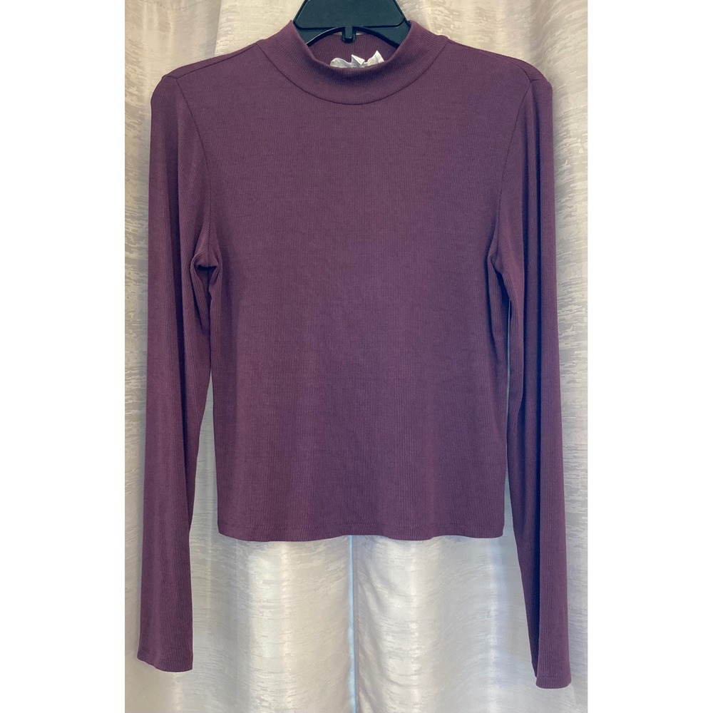 Olive & Oak Long Sleeve Mock Neck Top in Plum
